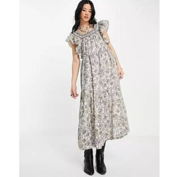 Free People Bonita Dress Beige Maxi with Pockets! - Picture 3 of 9